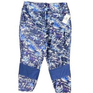 NWT Nine West Plus Size Women Blue Active Mesh Workout Leggings High Waist 3XL
